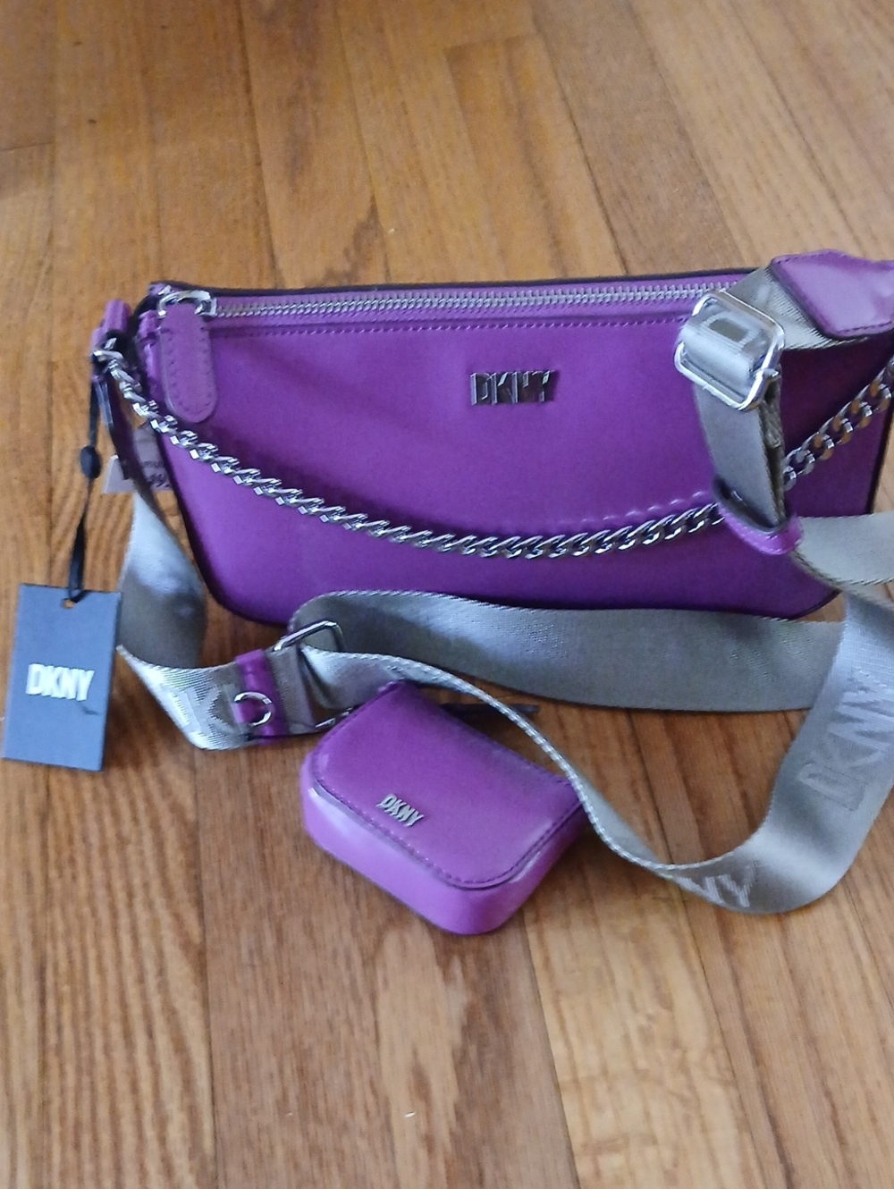 NWT DKNY Quincy Demi Spazz Shoulder & Crossbody Bag Purple